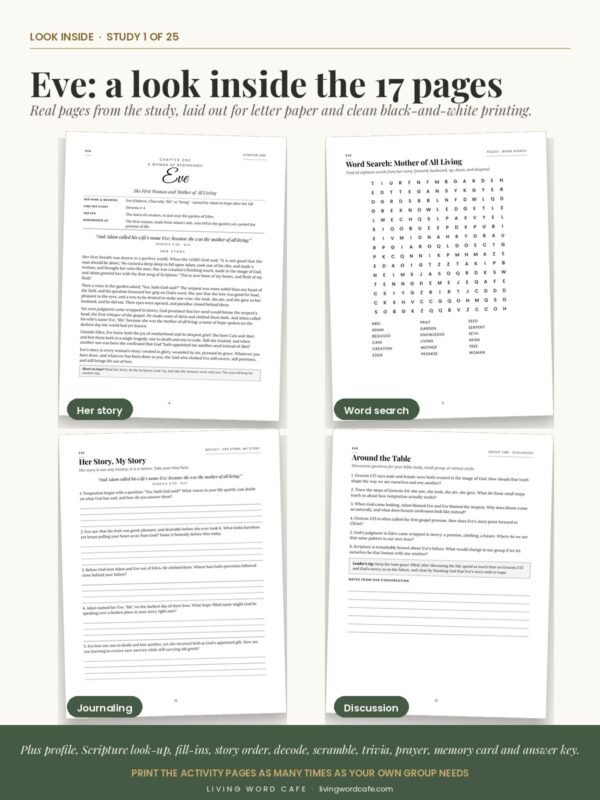 Eve: A Woman of Beginnings: look inside the printable study pages