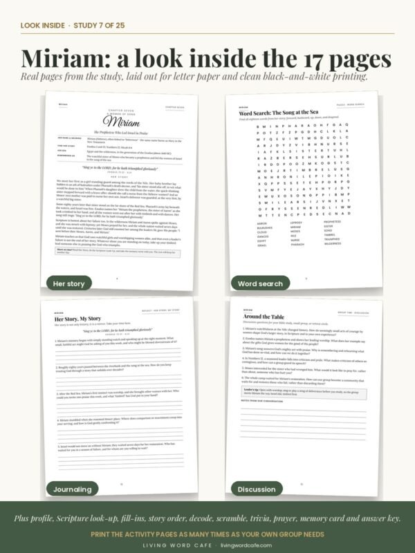 Miriam: A Woman of Song: look inside the printable study pages