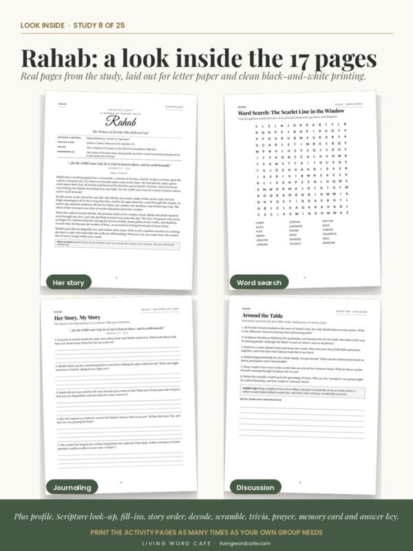 Rahab: A Woman of Daring Faith: look inside the printable study pages