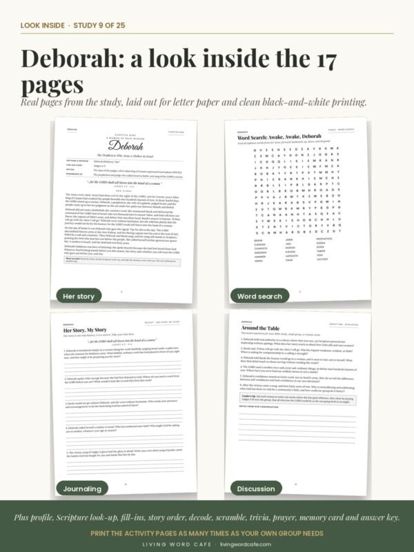 Deborah: A Woman of Bold Wisdom: look inside the printable study pages
