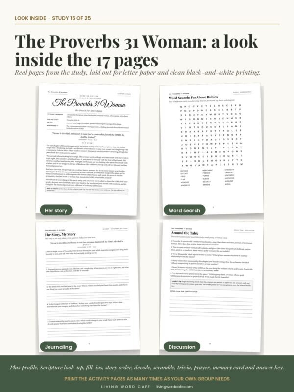 The Proverbs 31 Woman: A Woman of Excellence look inside The Proverbs 31 Woman: A Woman of Excellence: look inside the printable study pages