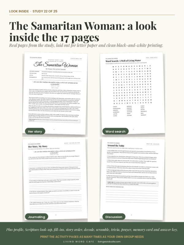 The Samaritan Woman: A Woman Met by Grace: look inside the printable study pages