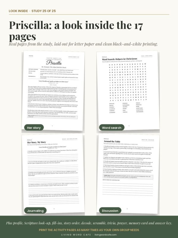 Priscilla: A Woman of Partnership: look inside the printable study pages