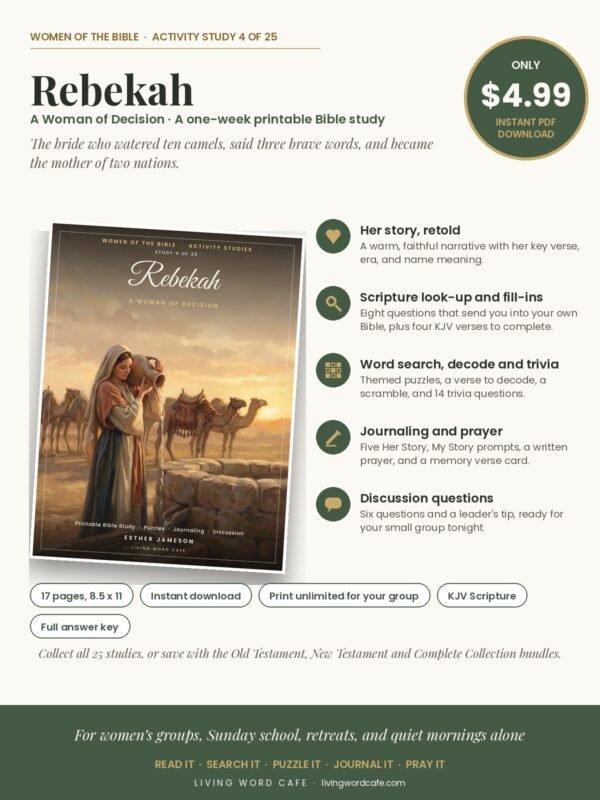 Rebekah: A Woman of Decision value overview Rebekah: A Woman of Decision printable Bible study: what is inside, price and format