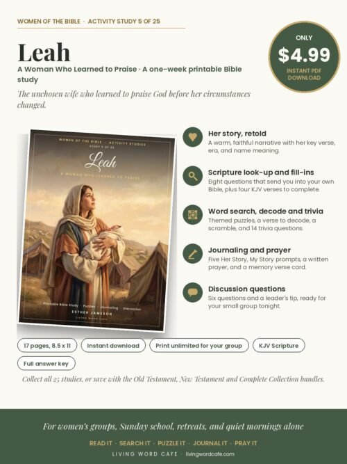Leah: A Woman Who Learned to Praise printable Bible study: what is inside, price and format