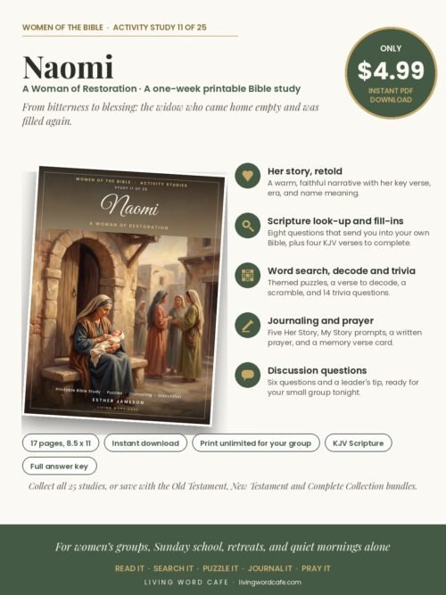 Naomi: A Woman of Restoration printable Bible study: what is inside, price and format
