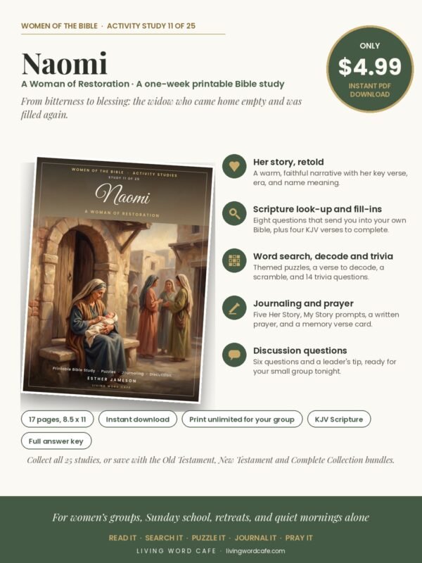 Naomi: A Woman of Restoration printable Bible study: what is inside, price and format