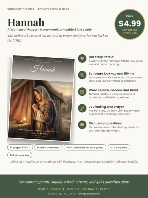 Hannah: A Woman of Prayer printable Bible study: what is inside, price and format