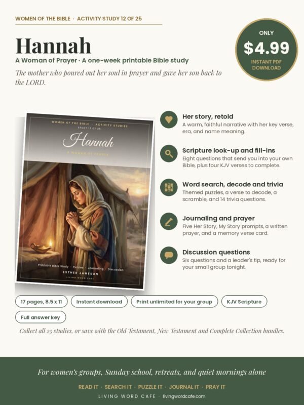 Hannah: A Woman of Prayer printable Bible study: what is inside, price and format