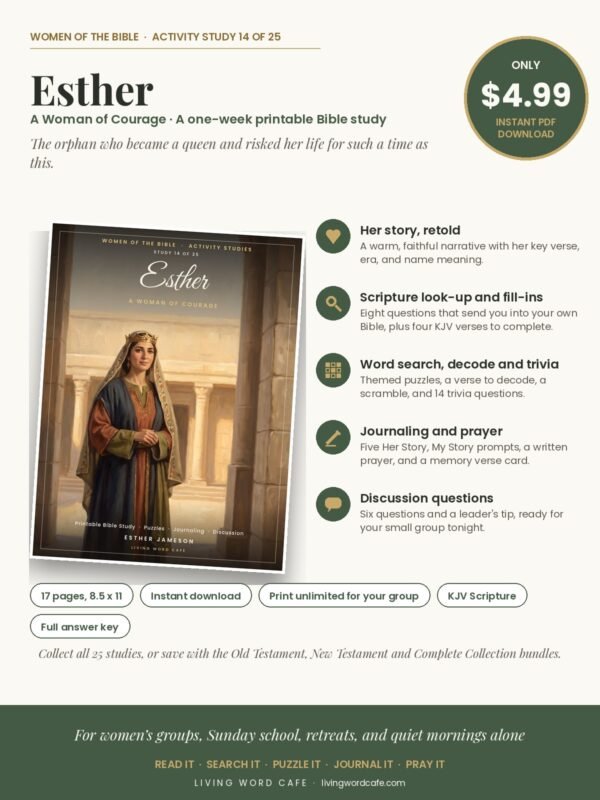 Esther: A Woman of Courage printable Bible study: what is inside, price and format