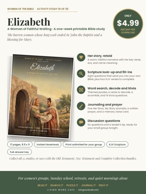 Elizabeth: A Woman of Faithful Waiting printable Bible study: what is inside, price and format