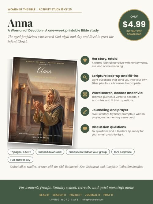 Anna: A Woman of Devotion printable Bible study: what is inside, price and format