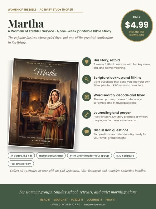 Martha: A Woman of Faithful Service printable Bible study: what is inside, price and format