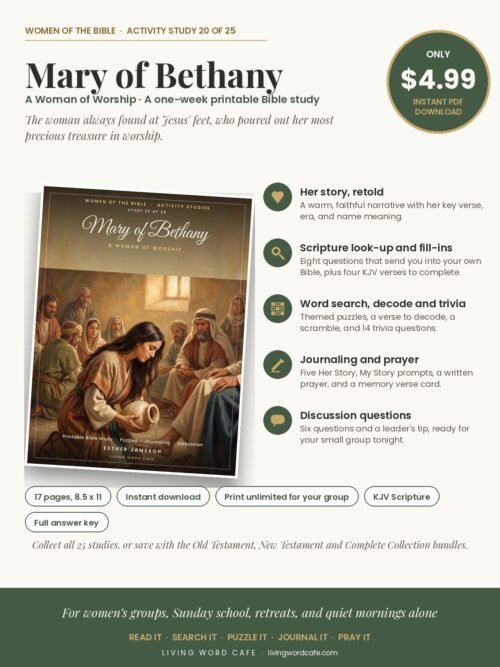 Mary of Bethany: A Woman of Worship printable Bible study: what is inside, price and format