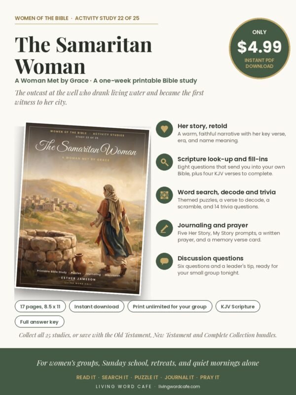The Samaritan Woman: A Woman Met by Grace printable Bible study: what is inside, price and format