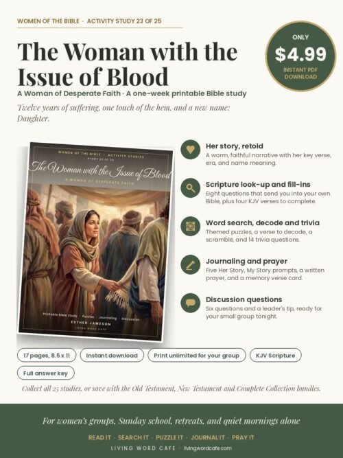 The Woman with the Issue of Blood: A Woman of Desperate Faith printable Bible study: what is inside, price and format