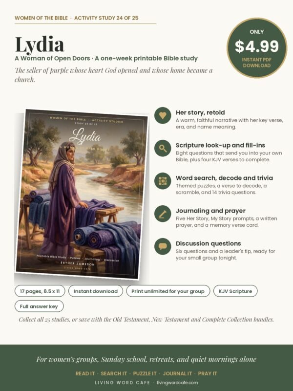 Lydia: A Woman of Open Doors printable Bible study: what is inside, price and format