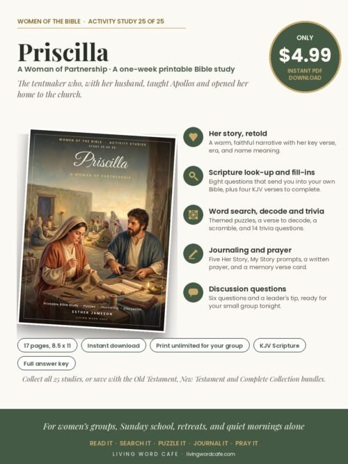 Priscilla: A Woman of Partnership printable Bible study: what is inside, price and format